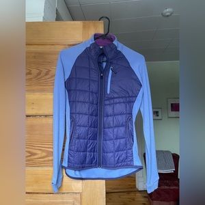 Super cute Smartwool jacket.  Purple vest with lighter purple sleeves and back.